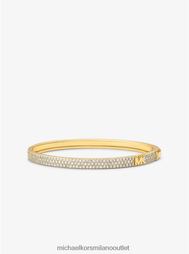Michael Kors bracciale rigido con logo pavé in argento sterling placcato in metallo prezioso donne oro P06L0L2451 gioielleria