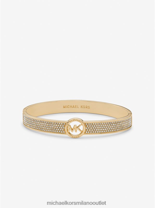 Michael Kors bracciale rigido con logo pavé in ottone tricolore Greenwich donne oro P06L0L2461 gioielleria