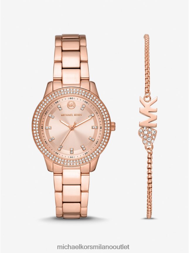 Michael Kors set regalo con orologio e bracciale mini tibby color oro rosa pavè donne oro rosa P06L0L2465 gioielleria