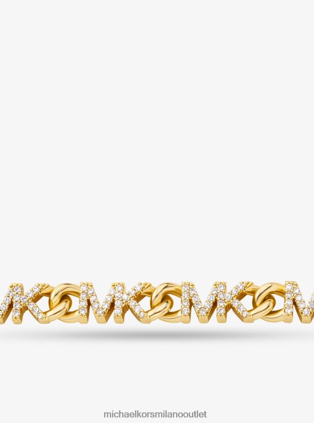 Michael Kors Collana a catena con logo pavé in ottone placcato oro 14k donne oro P06L0L2499 gioielleria