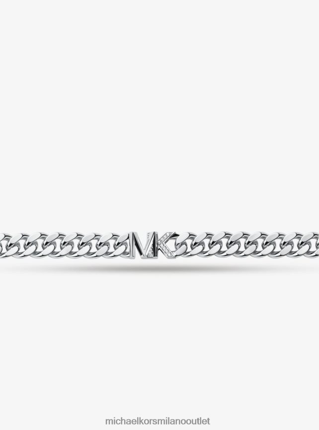 Michael Kors Collana a maglia barbazzale con logo pavé in ottone placcato oro 14k donne argento P06L0L2486 gioielleria