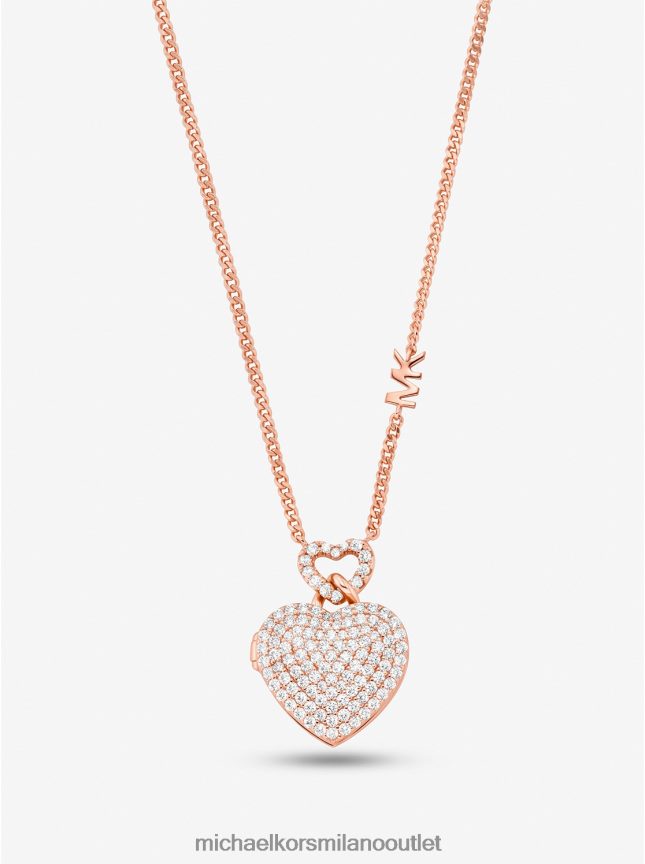 Michael Kors Collana con medaglione a forma di cuore in argento sterling placcato in metallo prezioso donne oro rosa P06L0L2514 gioielleria