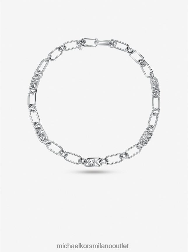 Michael Kors collana a maglie di catena in ottone placcato metallo prezioso donne argento P06L0L2488 gioielleria