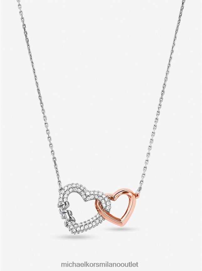 Michael Kors collana con cuori intrecciati in argento sterling placcato in metallo prezioso donne due toni P06L0L2504 gioielleria
