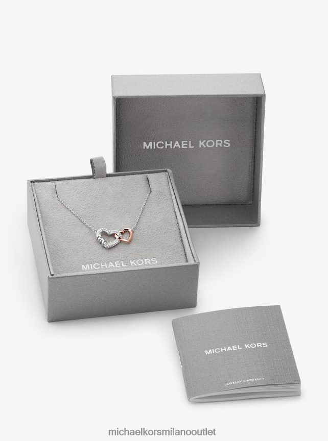 Michael Kors collana con cuori intrecciati in argento sterling placcato in metallo prezioso donne due toni P06L0L2504 gioielleria