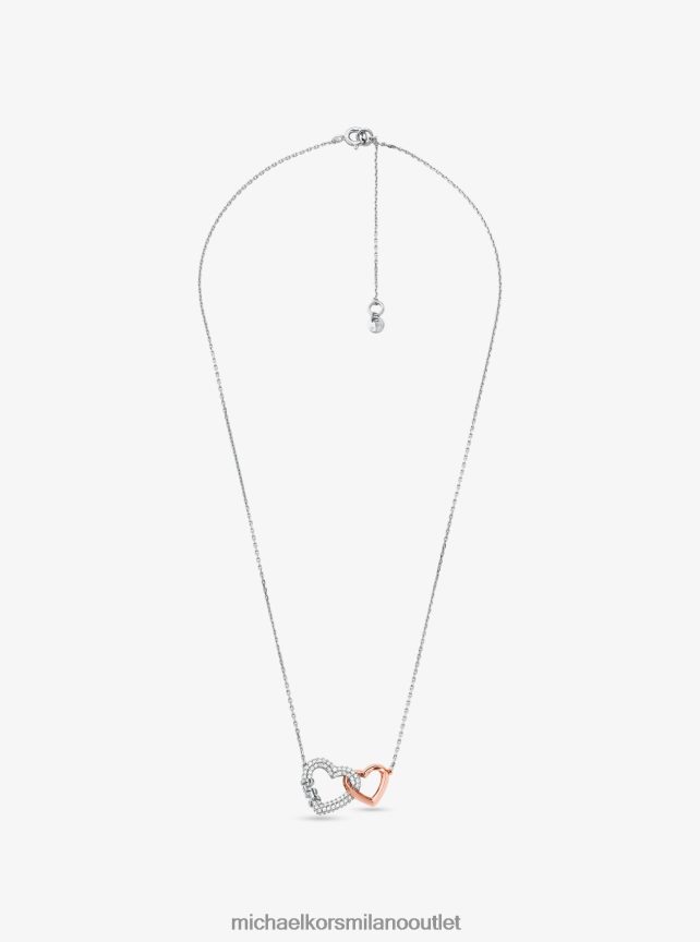 Michael Kors collana con cuori intrecciati in argento sterling placcato in metallo prezioso donne due toni P06L0L2504 gioielleria