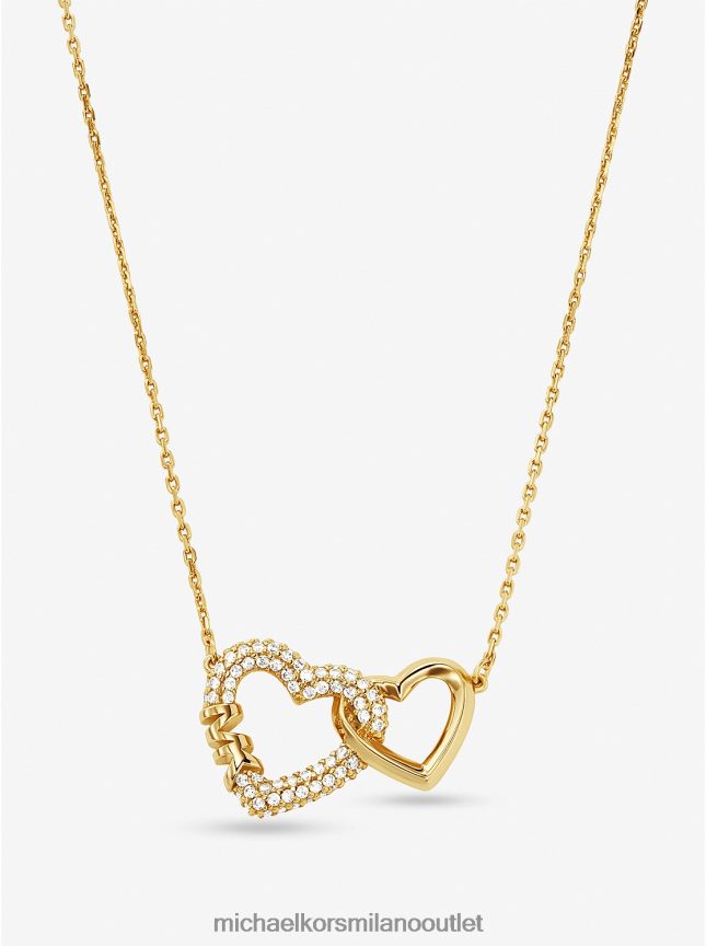 Michael Kors collana con cuori intrecciati in argento sterling placcato in metallo prezioso donne oro P06L0L2505 gioielleria