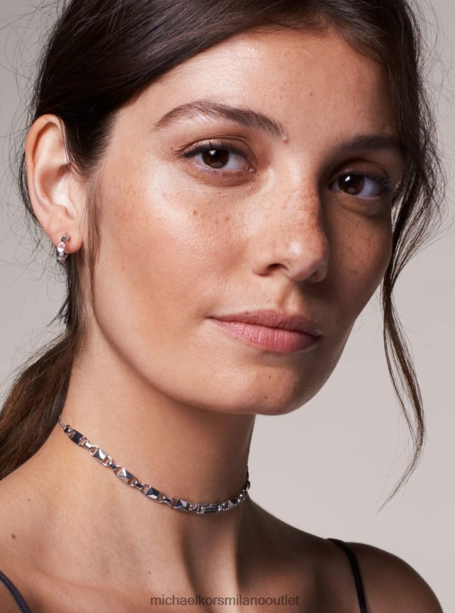 Michael Kors collana con cursore mercer link in argento sterling placcato in metallo prezioso donne argento P06L0L2518 gioielleria