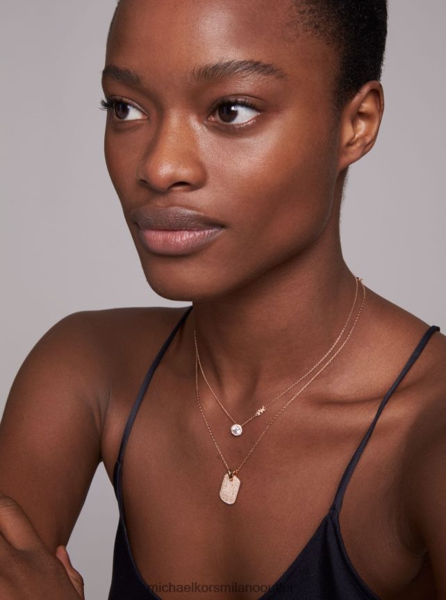 Michael Kors collana con pavé in argento sterling placcato in metallo prezioso donne oro rosa P06L0L2502 gioielleria