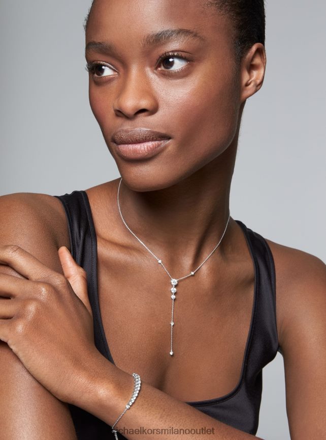 Michael Kors collana lariat con pavé in argento sterling donne argento P06L0L2507 gioielleria