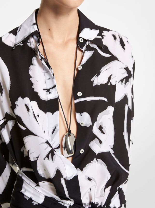 Michael Kors collezione collana di ciottoli in ottone placcato metallo prezioso e seta donne argento P06L0L3877 gioielleria