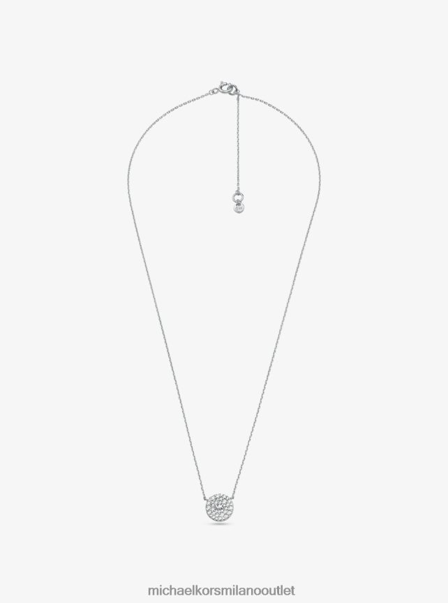 Michael Kors set di orecchini e collana con disco con logo pavé in argento sterling donne argento P06L0L2494 gioielleria
