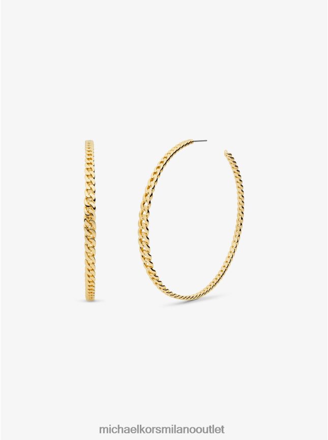 Michael Kors Orecchini a cerchio con maglie barbazzale in ottone placcato oro 14k donne oro P06L0L2524 gioielleria