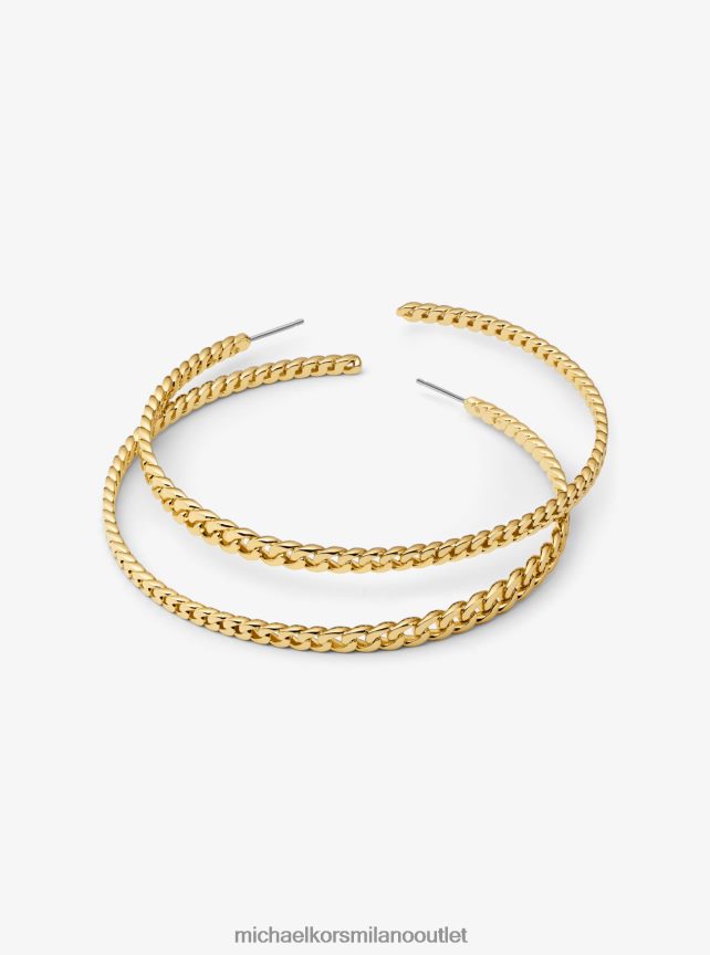 Michael Kors Orecchini a cerchio con maglie barbazzale in ottone placcato oro 14k donne oro P06L0L2524 gioielleria