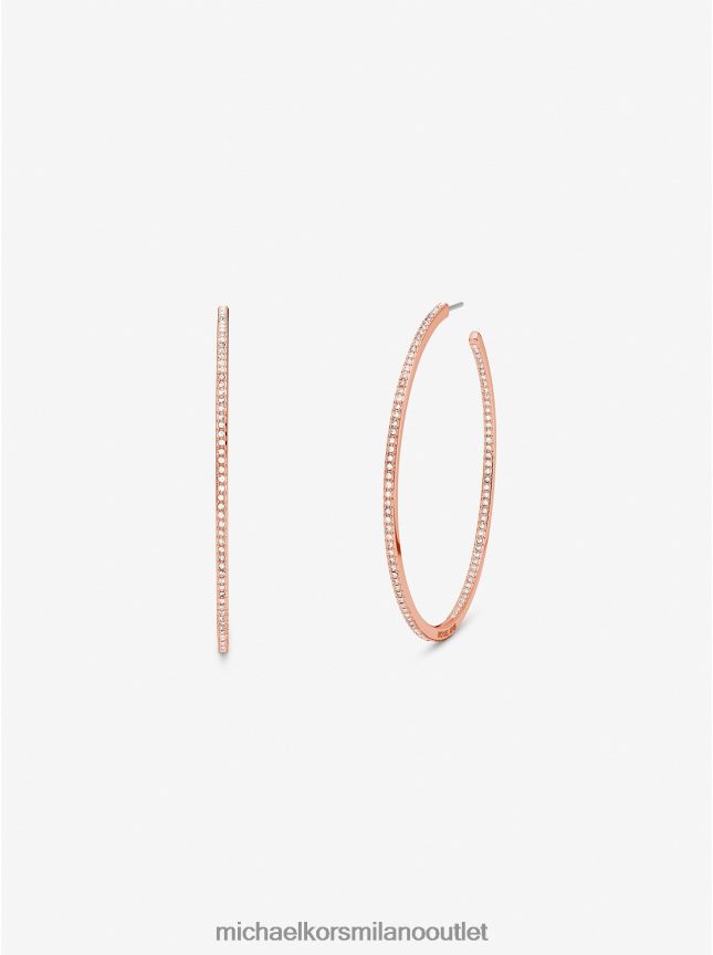 Michael Kors Orecchini a cerchio con pavé in ottone placcato oro rosa 14k donne oro rosa P06L0L2521 gioielleria