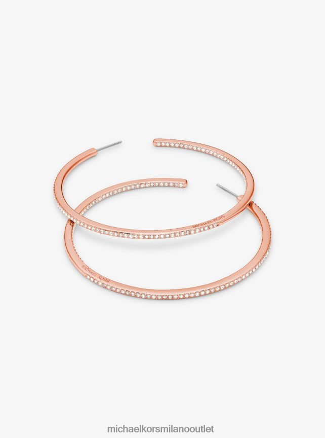 Michael Kors Orecchini a cerchio con pavé in ottone placcato oro rosa 14k donne oro rosa P06L0L2521 gioielleria