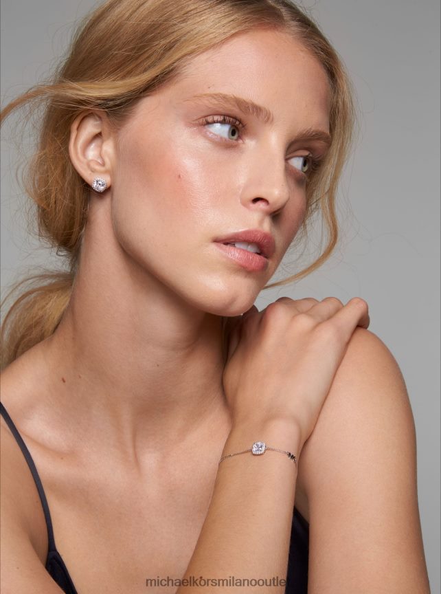 Michael Kors orecchini a bottone con pavé in argento sterling placcato in metallo prezioso donne argento P06L0L2532 gioielleria