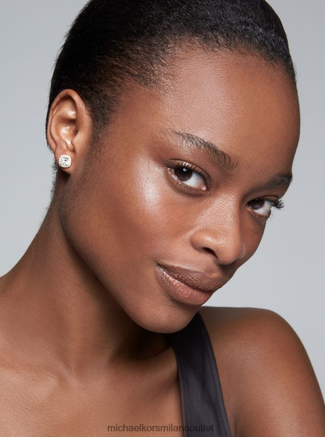 Michael Kors orecchini a bottone con pavé in argento sterling placcato in metallo prezioso donne oro P06L0L2531 gioielleria