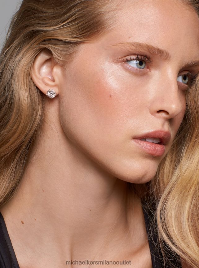 Michael Kors orecchini a bottone con pavé in argento sterling placcato in metallo prezioso donne oro rosa P06L0L2533 gioielleria