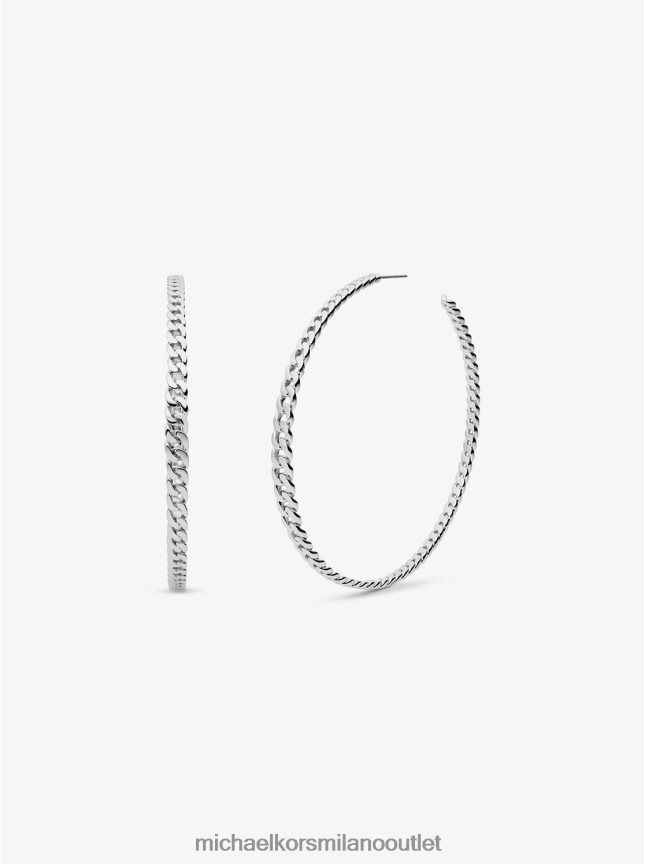 Michael Kors orecchini a cerchio con maglia barbazzale in ottone color argento donne argento P06L0L2525 gioielleria