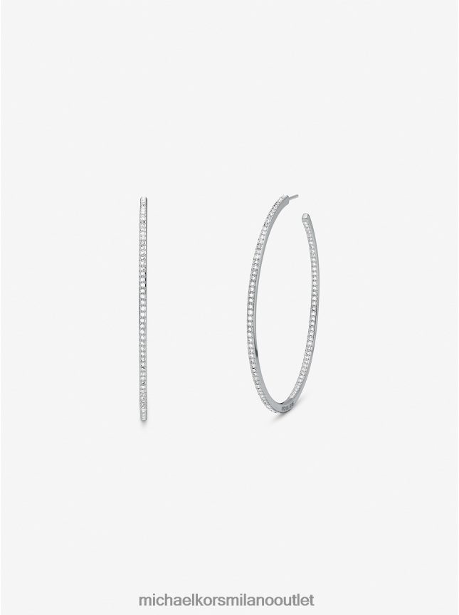 Michael Kors orecchini a cerchio con pavè in ottone placcato platino donne argento P06L0L2523 gioielleria