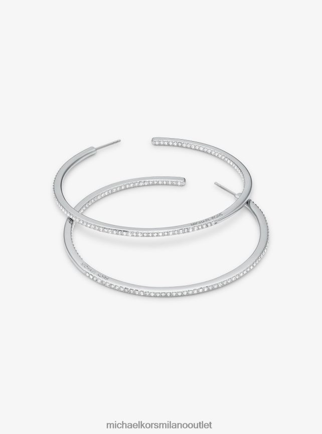 Michael Kors orecchini a cerchio con pavè in ottone placcato platino donne argento P06L0L2523 gioielleria
