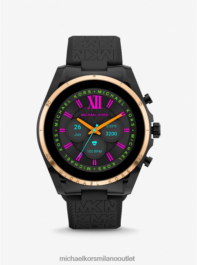 Michael Kors Smartwatch Bradshaw in silicone nero e logo gen 6 donne oro nero P06L0L2349 Accessori