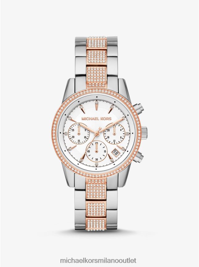 Michael Kors orologio ritz pave bicolore donne due toni P06L0L2382 Accessori