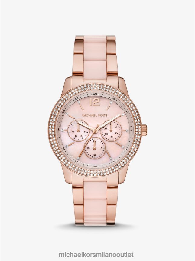 Michael Kors orologio tibby oversize in acetato rosa cipria con pavé di tonalità oro rosa donne oro rosa P06L0L2388 Accessori