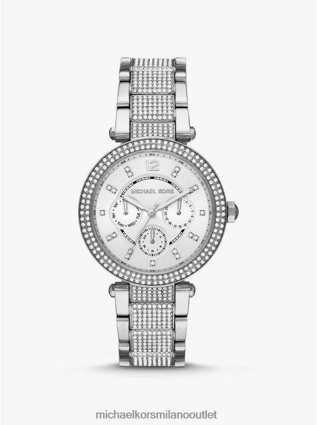 Michael Kors Orologio Parker di grandi dimensioni con pavé color argento donne argento P06L0L2414 Accessori