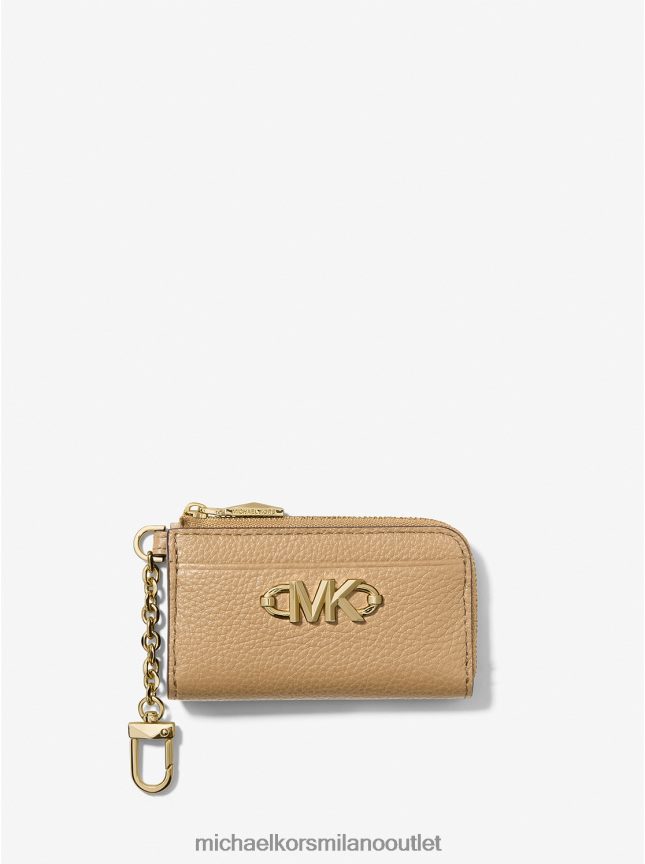 Michael Kors porta carte con zip in pelle martellata piper donne cammello P06L0L1658 Accessori