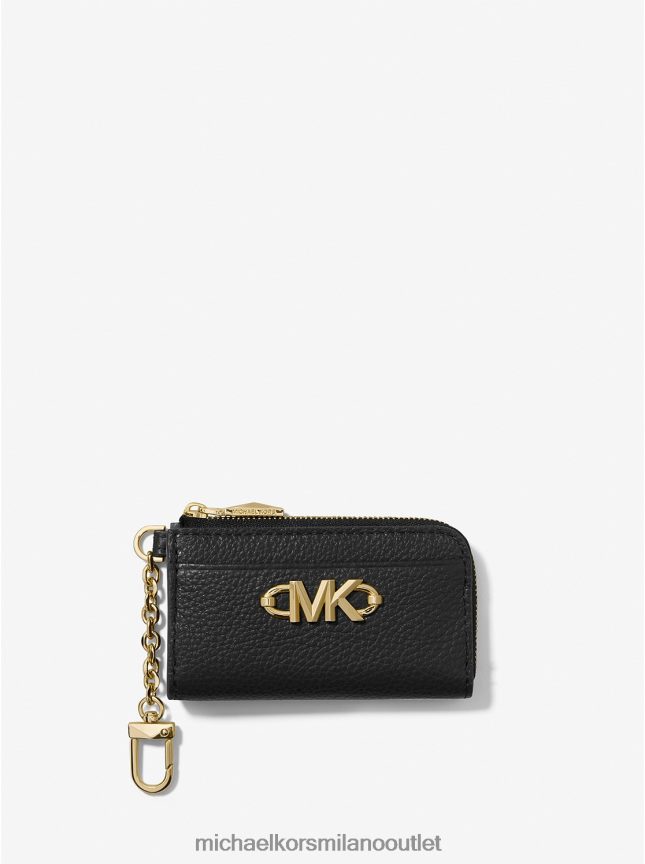 Michael Kors porta carte con zip in pelle martellata piper donne nero P06L0L1656 Accessori