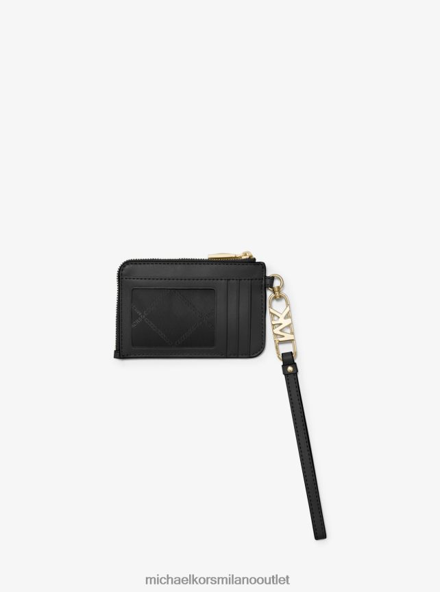 Michael Kors porta carte piccolo con zip in pelle goffrata coccodrillo donne nero P06L0L1689 Accessori