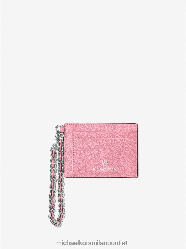 Michael Kors portacarte piccolo con catena in pelle martellata donne rosa conchiglia P06L0L1662 Accessori