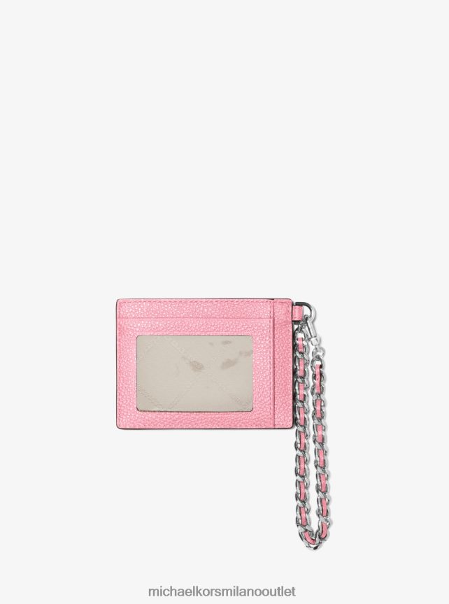 Michael Kors portacarte piccolo con catena in pelle martellata donne rosa conchiglia P06L0L1662 Accessori