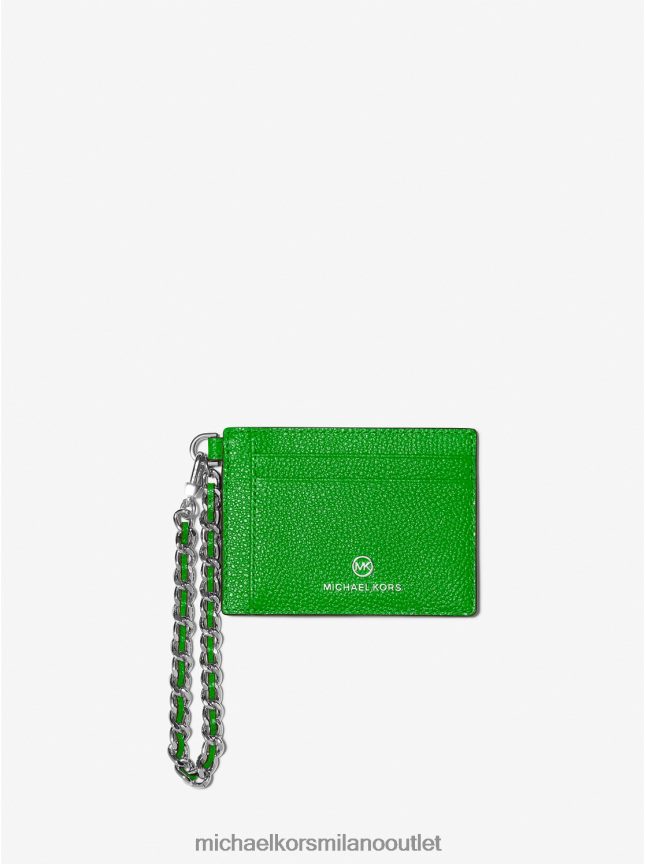Michael Kors portacarte piccolo con catena in pelle martellata donne verde palma P06L0L1665 Accessori