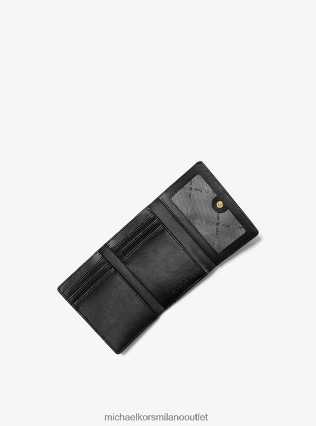 Michael Kors portafoglio trifold medio da viaggio jet set in pelle martellata donne nero P06L0L1688 Accessori