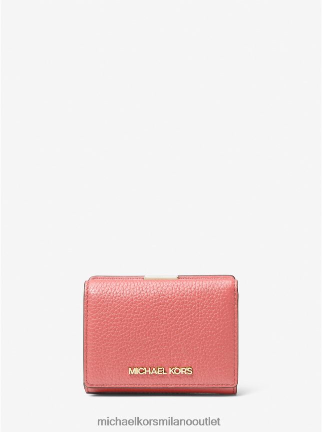 Michael Kors portafoglio trifold medio da viaggio jet set in pelle martellata donne rosa tea P06L0L1679 Accessori
