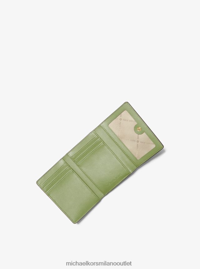 Michael Kors portafoglio trifold medio da viaggio jet set in pelle martellata donne salvia chiara P06L0L1682 Accessori