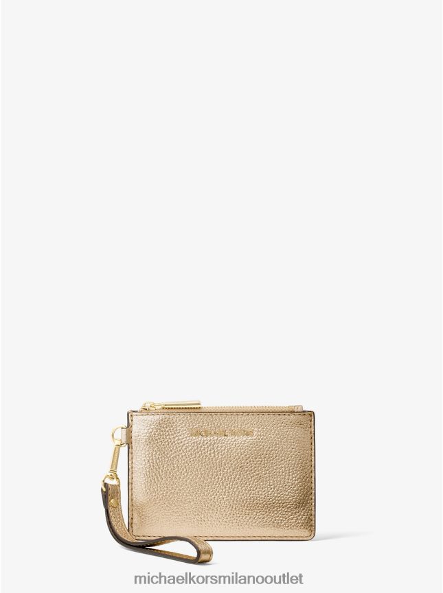 Michael Kors portamonete in pelle metallizzata donne oro pallido P06L0L1672 Accessori