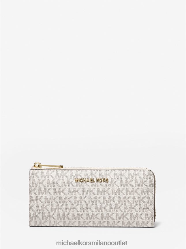 Michael Kors portafoglio jet set travel con logo grande e zip a un quarto donne vaniglia P06L0L1698 Accessori