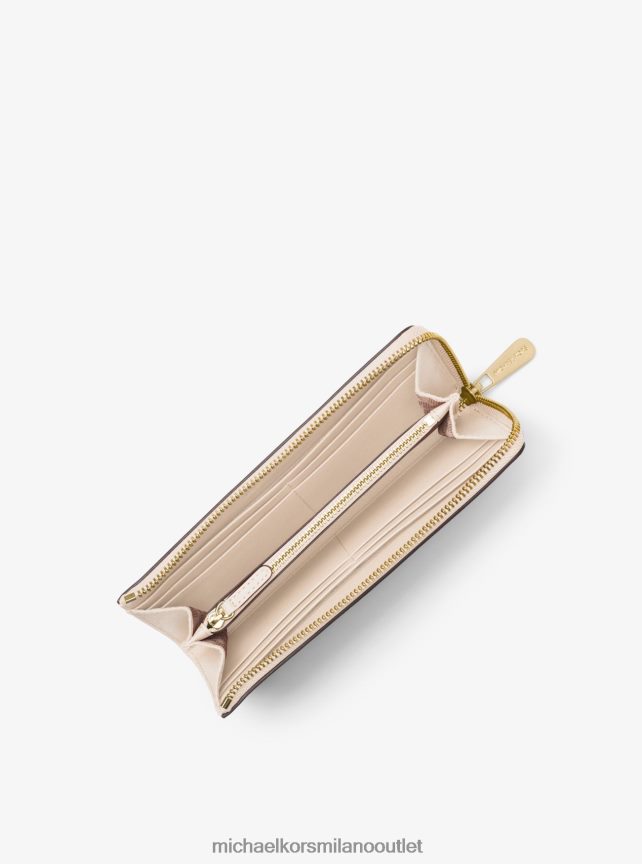 Michael Kors portafoglio jet set travel con logo grande e zip a un quarto donne vaniglia P06L0L1698 Accessori