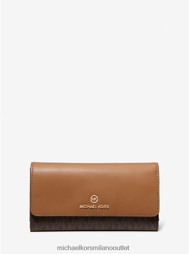 Michael Kors portafoglio tri-fold in pelle e logo grande donne brn/ghianda P06L0L1693 Accessori