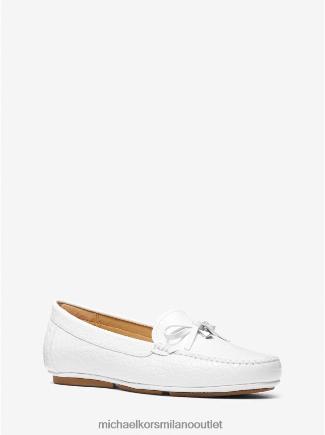 Michael Kors Mocassino Juliette in ecopelle con stampa coccodrillo donne bianco ottico P06L0L2233 scarpe