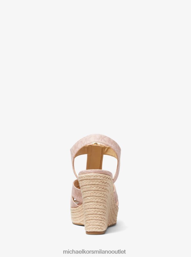 Michael Kors sandalo con zeppa in jacquard con logo berkley donne rosa tenue P06L0L2328 scarpe