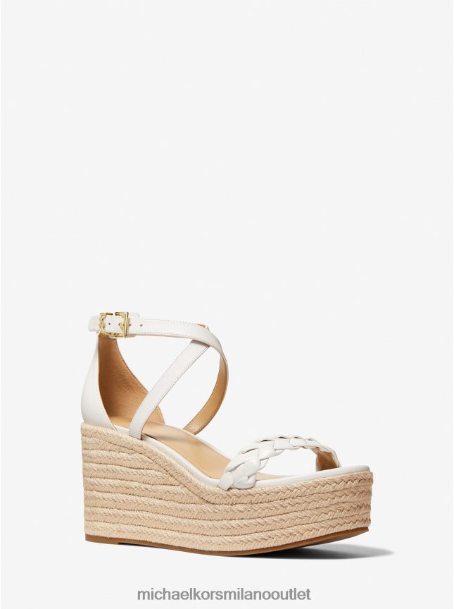 Michael Kors sandalo con zeppa in pelle serena donne bianco ottico P06L0L2330 scarpe