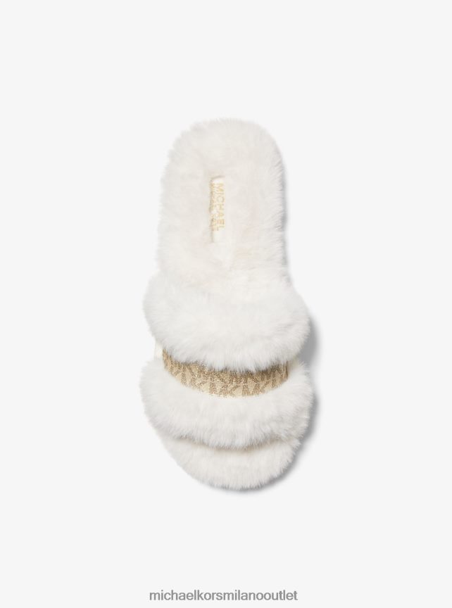 Michael Kors sandalo scarlett in pelliccia sintetica donne crema P06L0L2337 scarpe