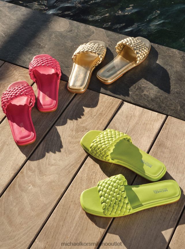 Michael Kors sandalo scorrevole Amelia intrecciato donne rosso rubino P06L0L2346 scarpe