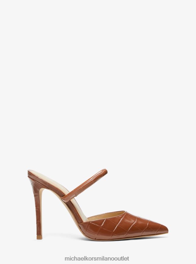 Michael Kors Sabot Jessa in pelle goffrata coccodrillo donne Castagna P06L0L2286 scarpe