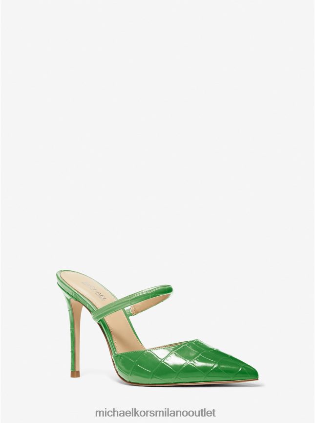 Michael Kors Sabot Jessa in pelle goffrata coccodrillo donne verde palma P06L0L2285 scarpe